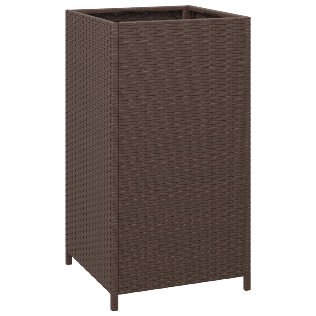 Trash Bin Brown 15.7x15.7x31.5 Poly Rattan
