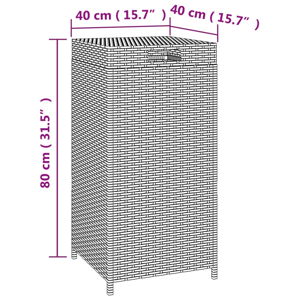 Trash Bin Brown 15.7x15.7x31.5 Poly Rattan