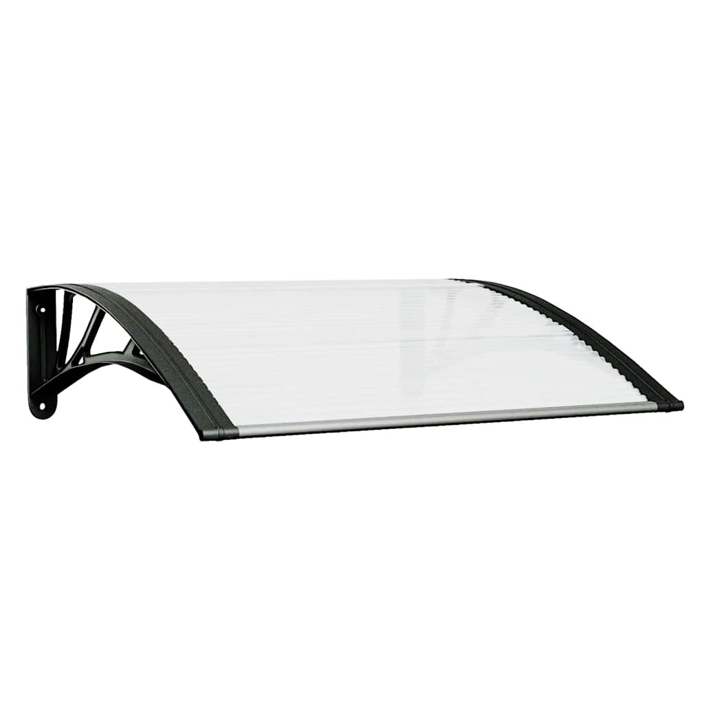 Door Canopy Black and Transparent 31.5x29.5 Polycarbonate