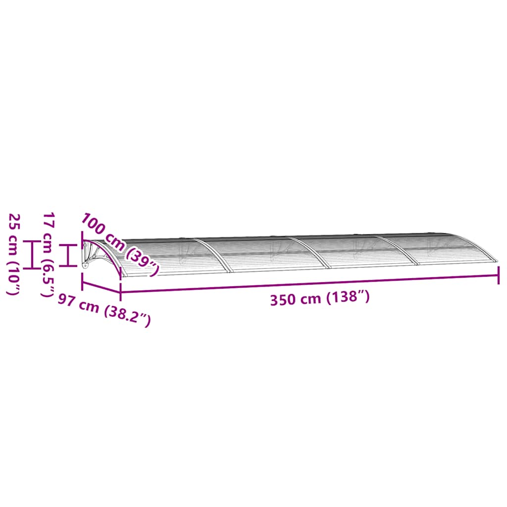 Door Canopy Black 137.8x39.4 Polycarbonate
