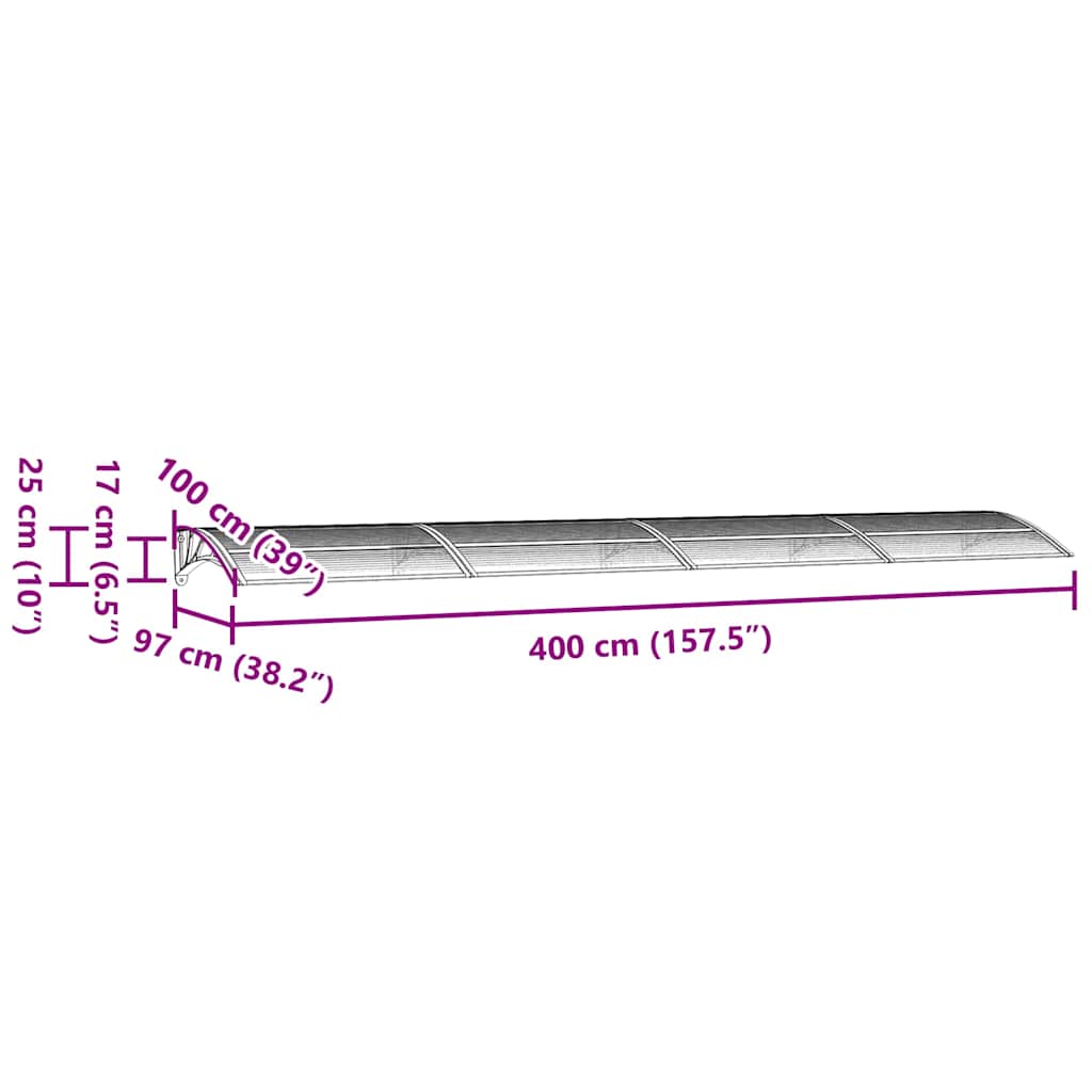 Door Canopy Gray 157.5x39.4 Polycarbonate