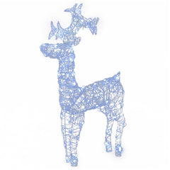 Three blue wireframe LED reindeer decorations standing side by side.