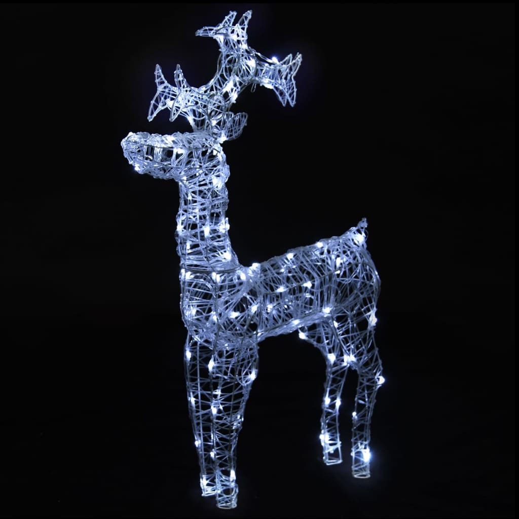 Three acrylic LED reindeer Christmas decorations in a pack, featuring white lights and antlers.
