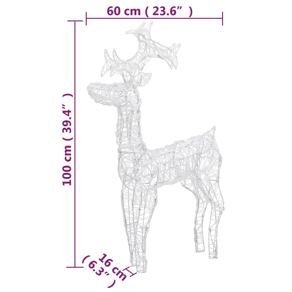 Wireframe reindeer decoration, 100 cm tall and 60 cm wide, with dimensions shown.