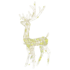 Two 47.2-inch lighted acrylic reindeer decorations with warm white LEDs.