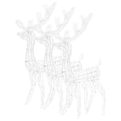 Three 47.2-inch white acrylic reindeer silhouettes with cold white LED lights for Christmas decorations.