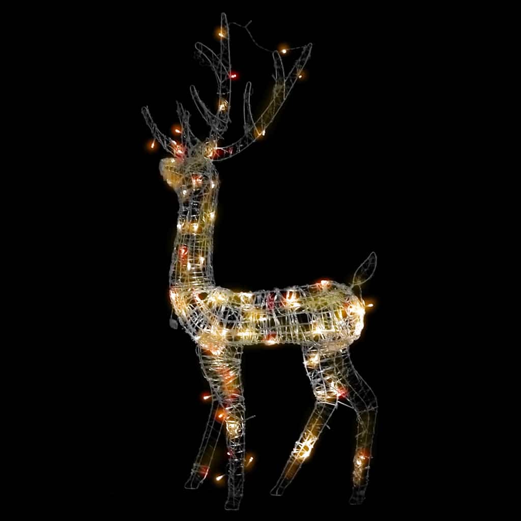Two 47.2-inch multicolor lighted acrylic reindeer Christmas decorations.