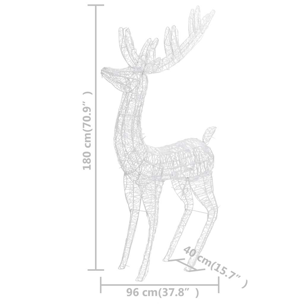 XXL acrylic Christmas reindeer light figure, 70.9 inches tall with 250 cold white LEDs.