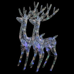 Two 70.9-inch acrylic reindeer silhouettes with multicolor LED lights.