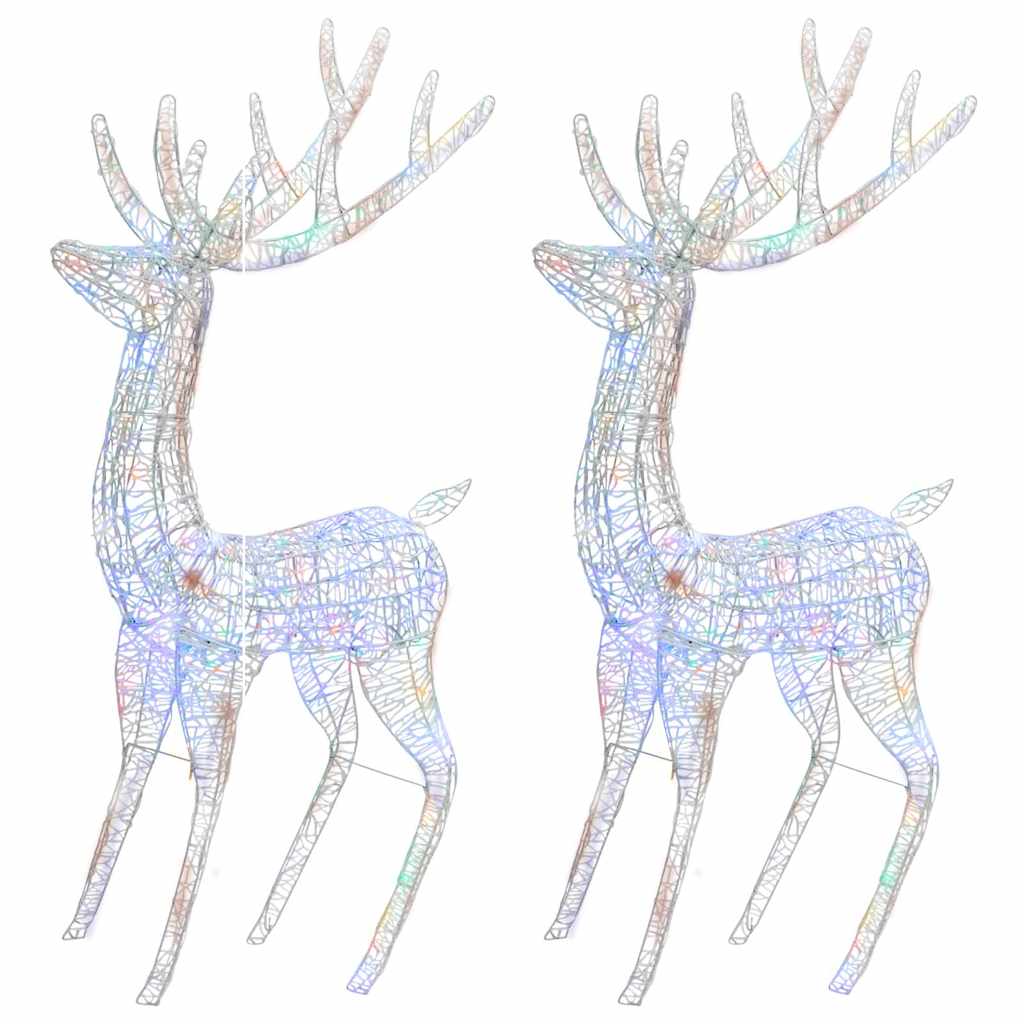 Two 70.9-inch acrylic reindeer light silhouettes with multicolor LEDs in a 2-pack.