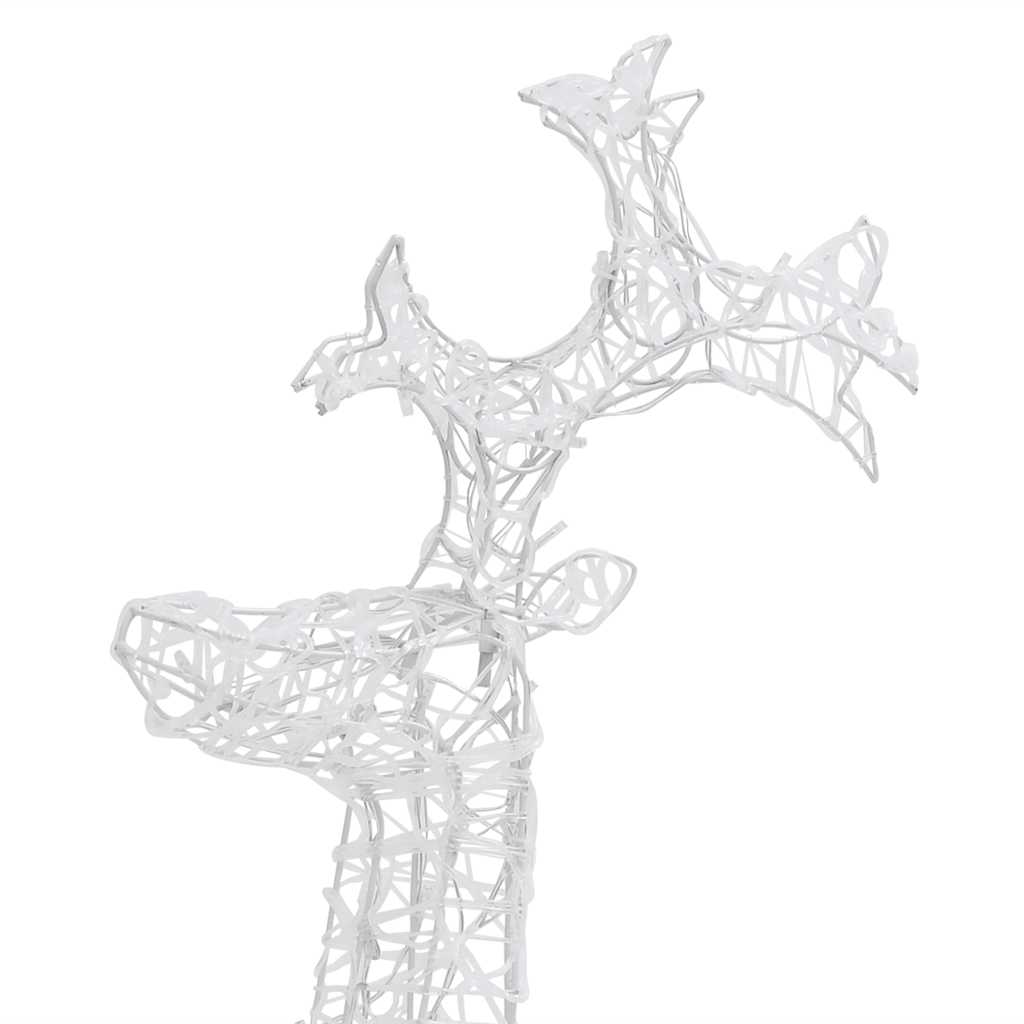 A pair of 39.4-inch tall lighted acrylic reindeer Christmas decorations with warm white LEDs.