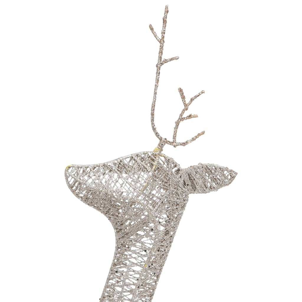 Six gold mesh reindeer silhouettes with 180 warm white LEDs for Christmas lighting.