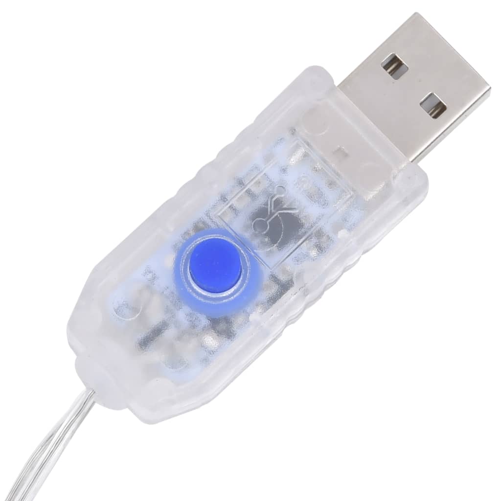 USB controller with transparent casing and blue button for Christmas reindeer lights set