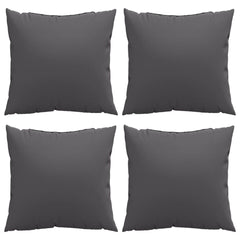 Four anthracite polyester sofa cushions, each 19.7x19.7 inches, arranged in a grid.