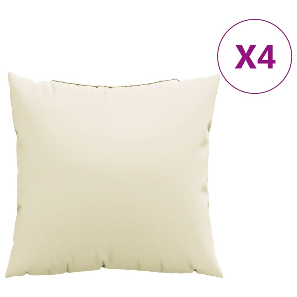 Cream polyester sofa cushions, 19.7x19.7 inches, sold in a 4-pack.