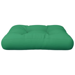 Green polyester pallet cushion, 19.7x19.7x4.7 inches, with tufted design.