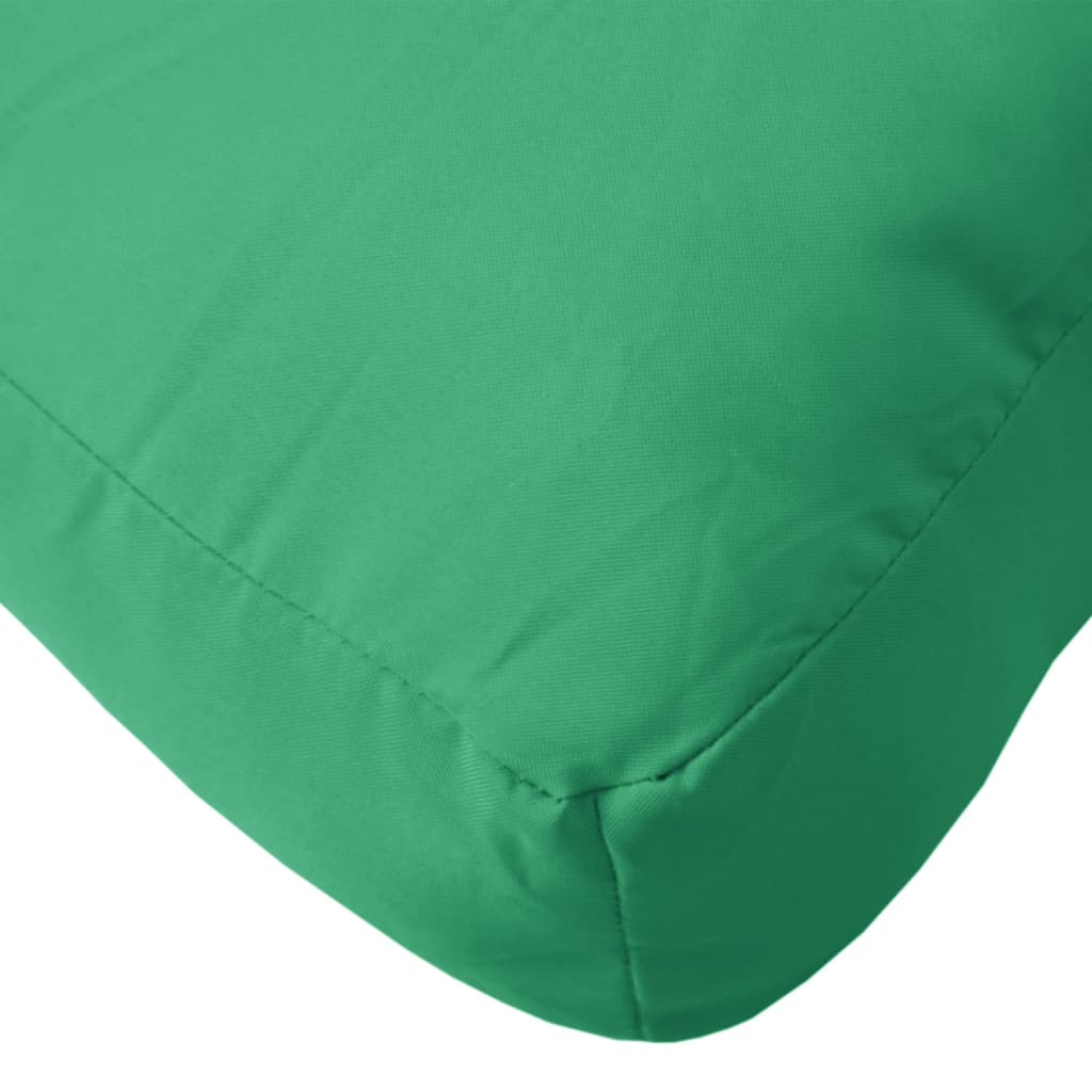 Green polyester pallet cushion, 19.7x19.7x4.7 inches, square and thick.