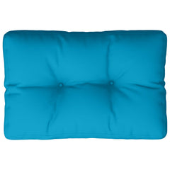 Light blue polyester pallet cushion measuring 19.7x15.7x4.7 inches.