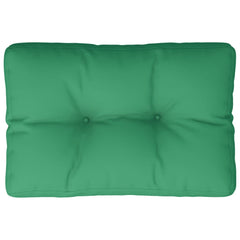 Green polyester pallet cushion, 19.7x15.7x4.7 inches, with tufted design.