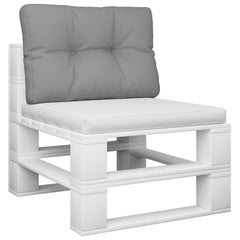Gray polyester pallet cushion, 23.6x15.7x4.7 inches, with tufted design.