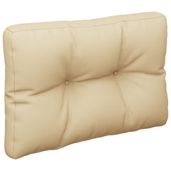 Beige polyester pallet cushion, 23.6x15.7x4.7 inches, with tufted design.