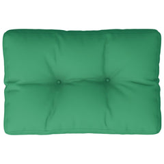 Green polyester pallet cushion, rectangular with tufted center, 23.6x15.7x4.7 inches.