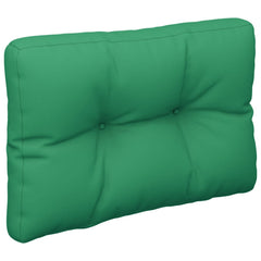 Green polyester pallet cushion, 23.6x15.7x4.7 inches, with tufted design.