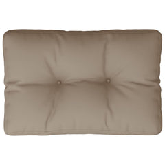 Taupe polyester pallet cushion, 23.6x15.7x4.7 inches, with tufted design.