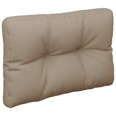 Taupe polyester pallet cushion, 23.6x15.7x4.7 inches, with tufted design.