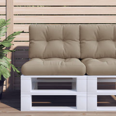 Taupe polyester pallet cushion with tufted design, 23.6x15.7x4.7 inches.