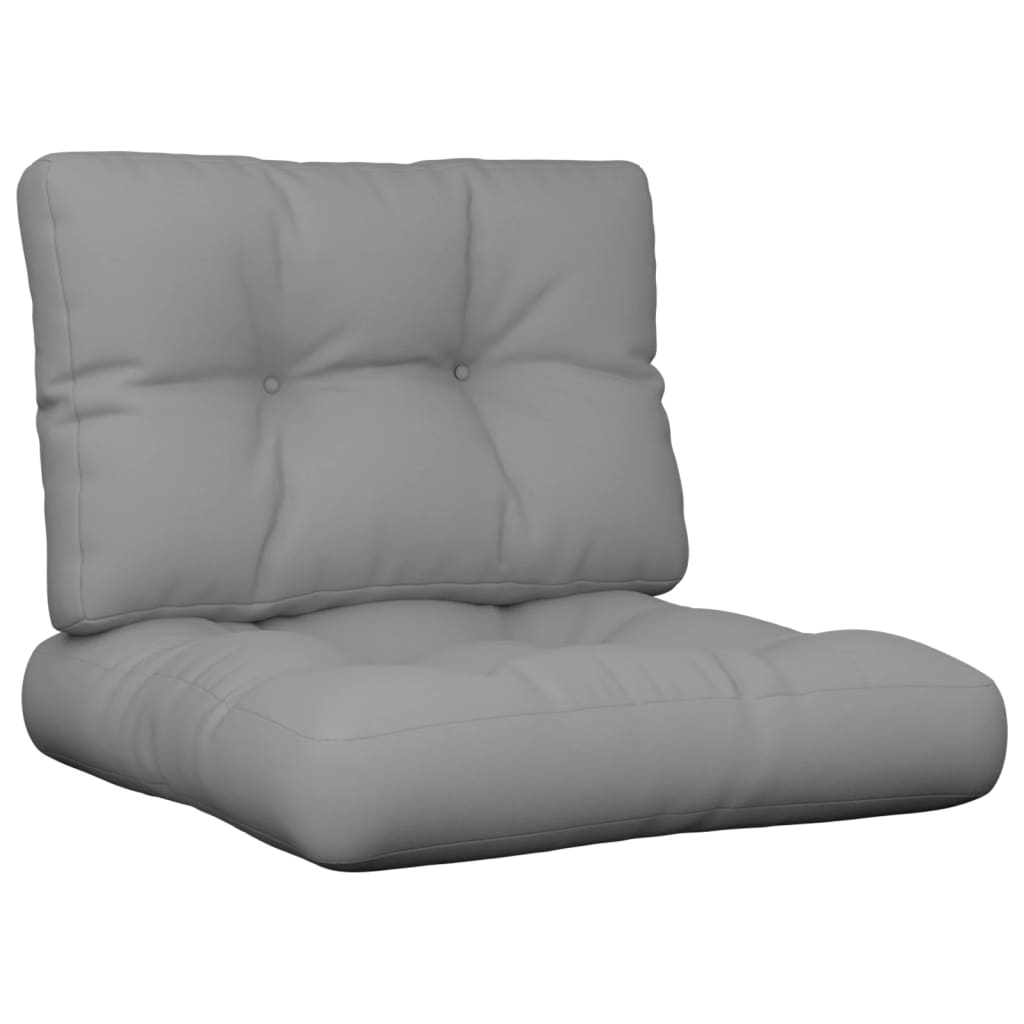 Gray polyester pallet cushions set with two pieces: seat and back.