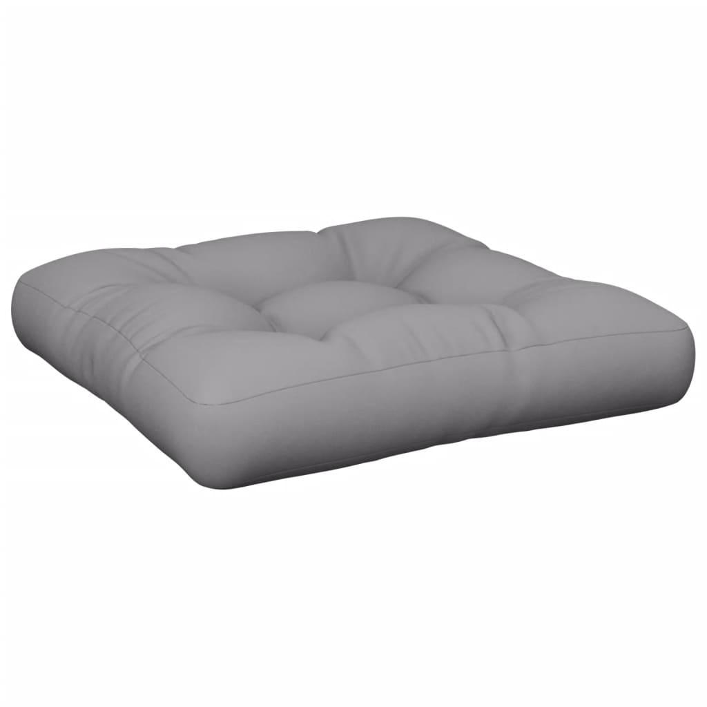 Gray polyester pallet cushions set with two pieces: square seat and rectangular back.