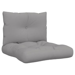 Gray polyester pallet cushions set with seat and back pieces, featuring tufted design.