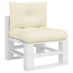Cream polyester pallet cushion set with two pieces: seat and back.