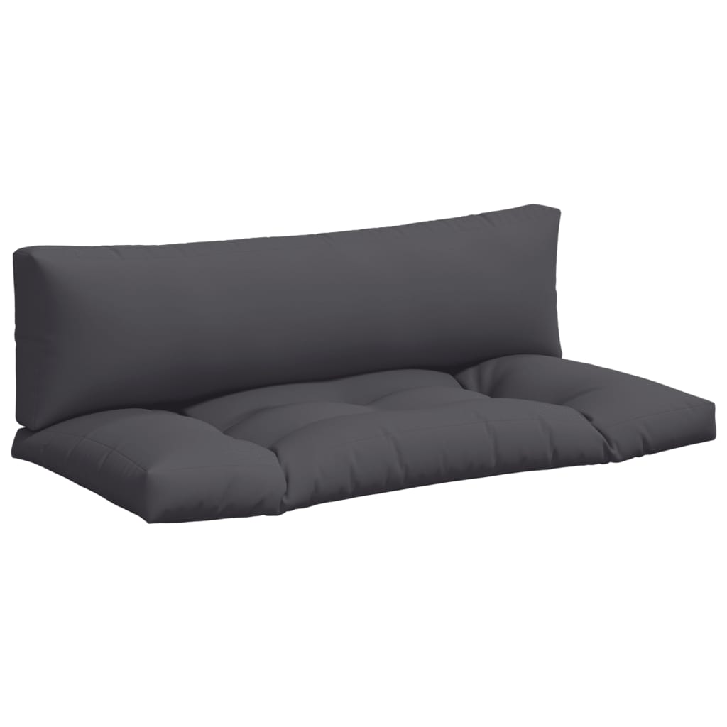 Two anthracite polyester cushions for pallet sofa: seat and back.