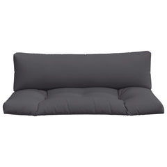 Two anthracite polyester pallet cushions, one seat and one back, for outdoor furniture.