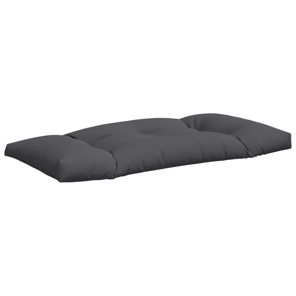 Two anthracite polyester pallet cushions, one seat and one back, for outdoor furniture.