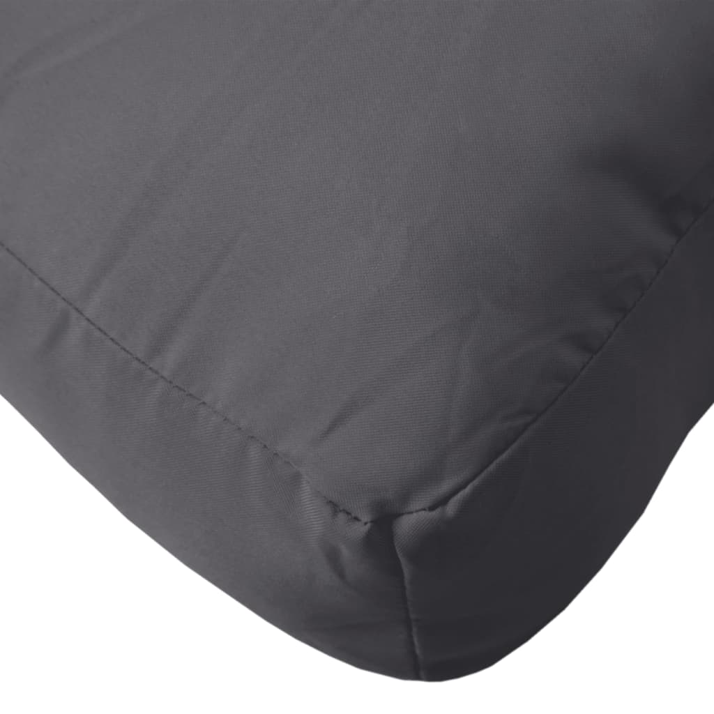 Two anthracite polyester pallet cushions, one seat and one back, for outdoor furniture.