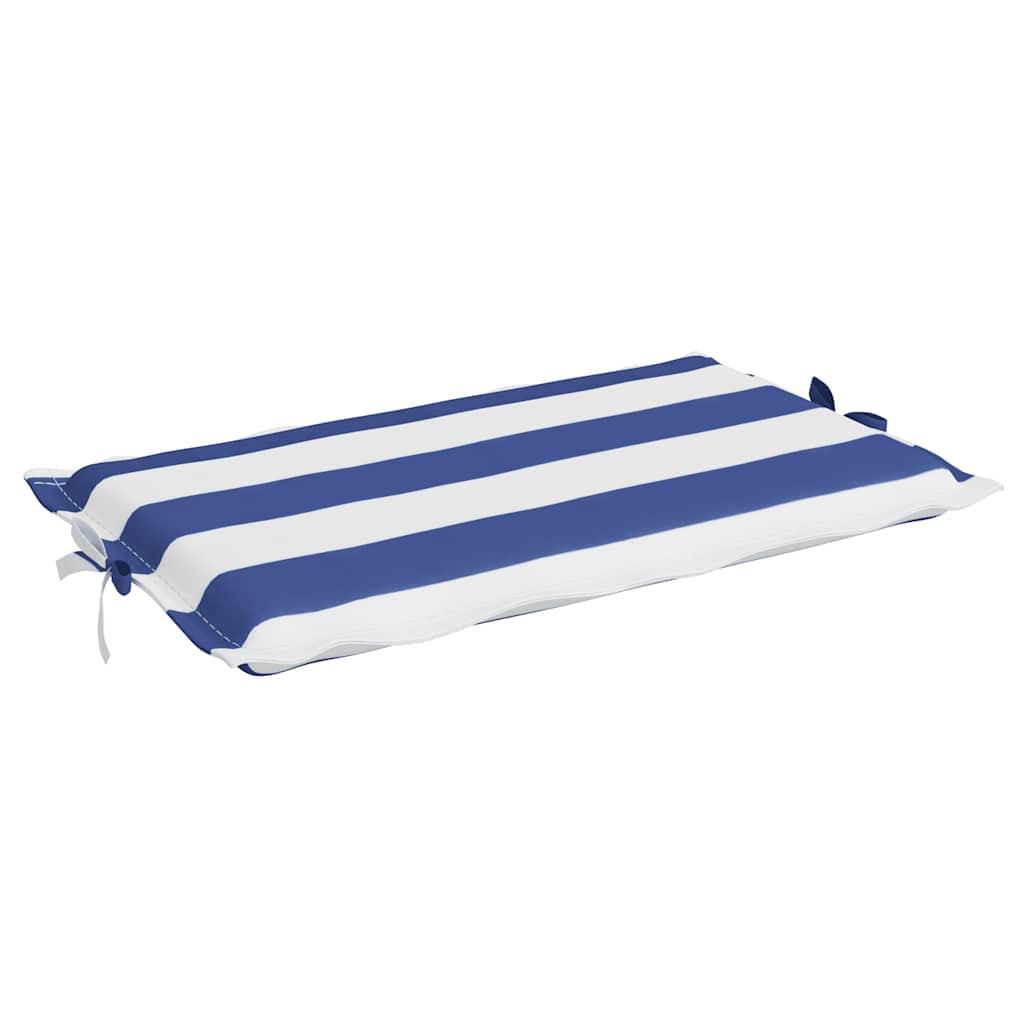 Blue and white striped sun lounger cushion made of water-resistant Oxford fabric.