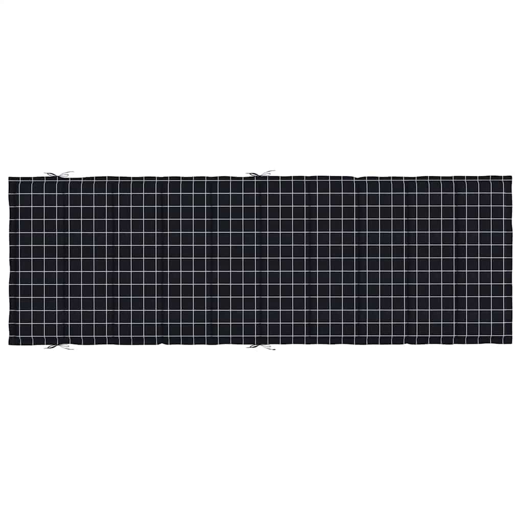Black check outdoor sun lounger cushion made of durable Oxford fabric with foam filling.