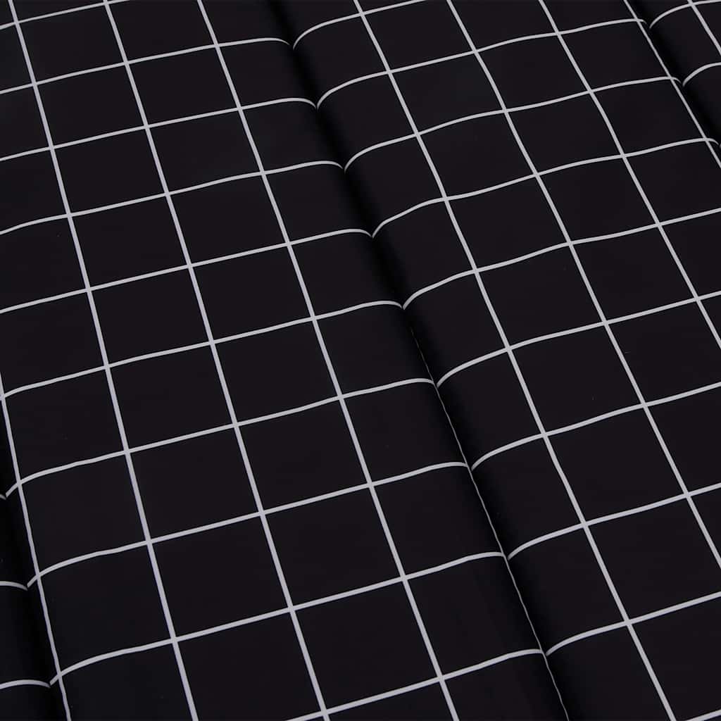 Black check outdoor sun lounger cushion made of water-resistant Oxford fabric.