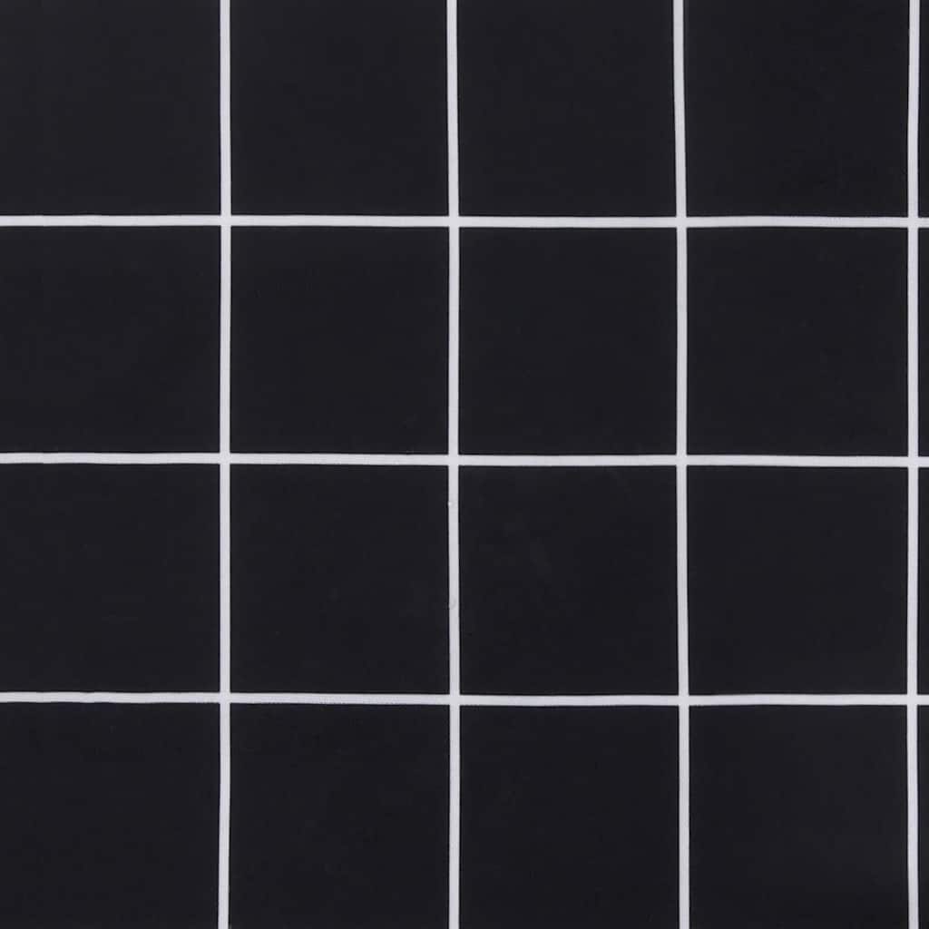 Black check outdoor sun lounger cushion made of water-resistant Oxford fabric.