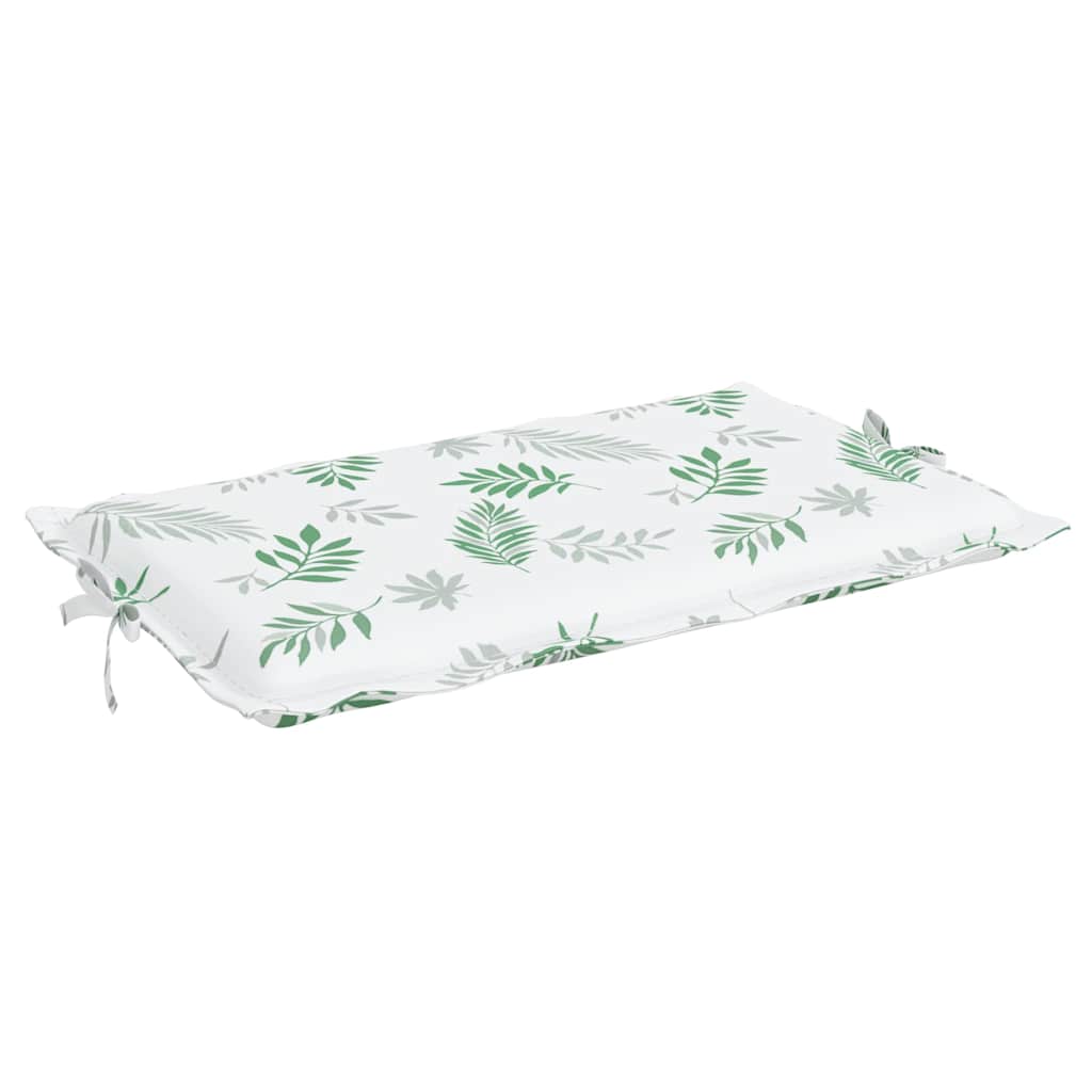 White sun lounger cushion with green leaf pattern and ties on the sides made of Oxford fabric
