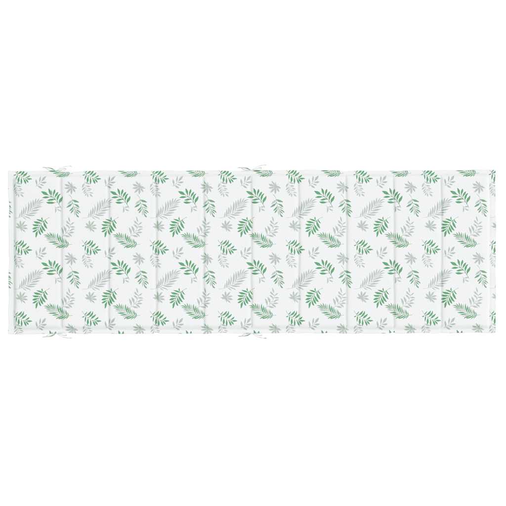Leaf-patterned Oxford fabric sun lounger cushion with foam filling and head pillow.