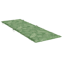 A green sun lounger cushion with a white leaf pattern.