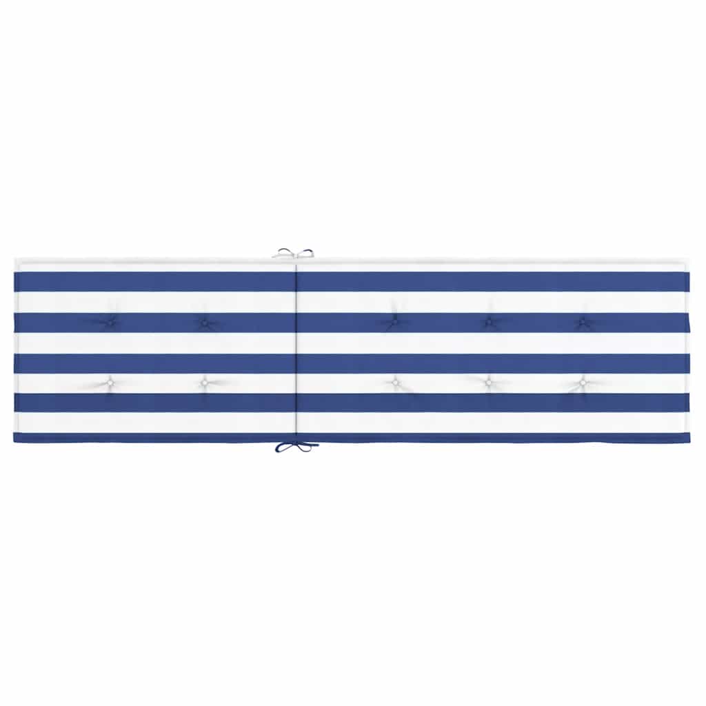 Blue and white striped Oxford cushion for deck chairs, measuring 70.9 by 19.7 inches.