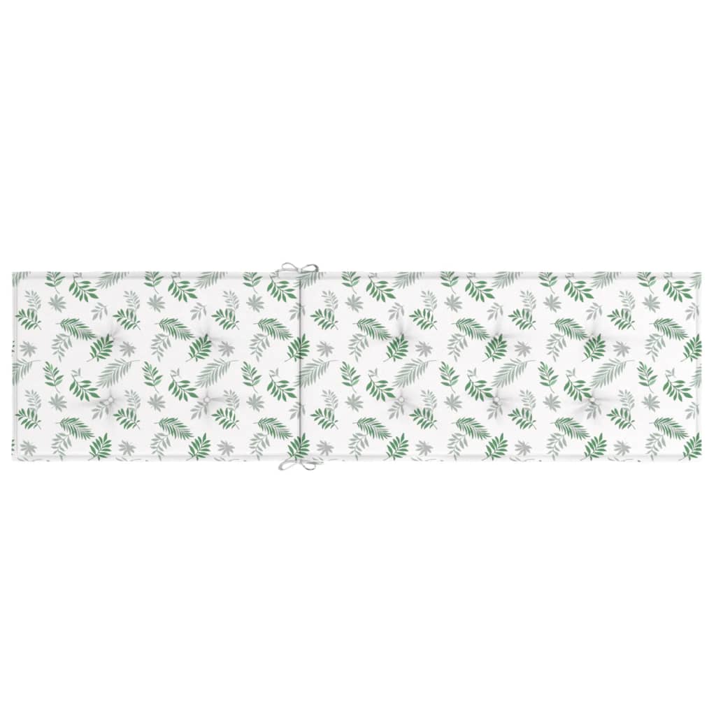 Leaf-patterned Oxford fabric deck chair cushion in green and white.