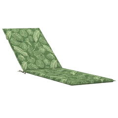 Green leaf-patterned Oxford fabric cushion for a deck chair, with non-slip straps.