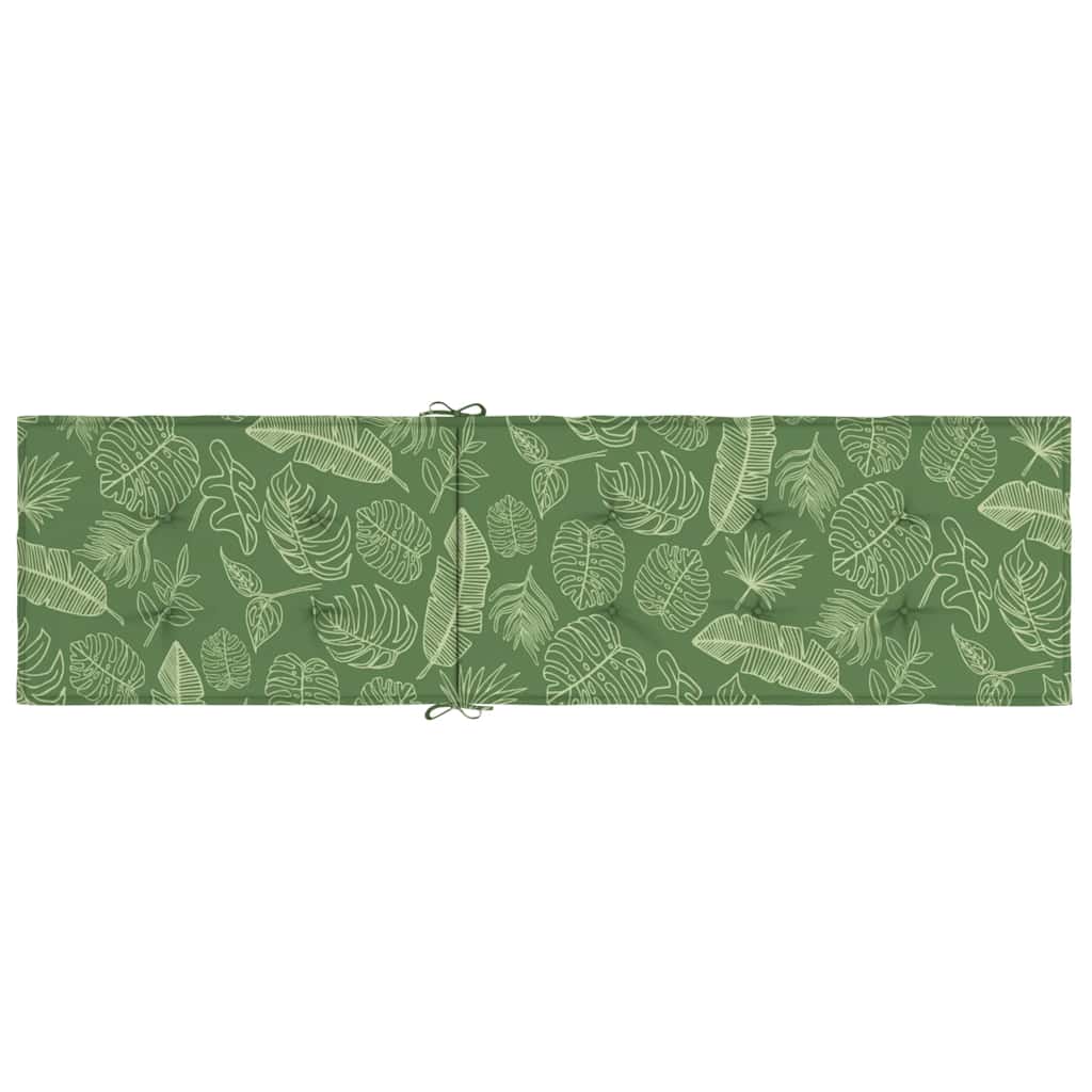 Green leaf-patterned Oxford fabric deck chair cushion with straps.