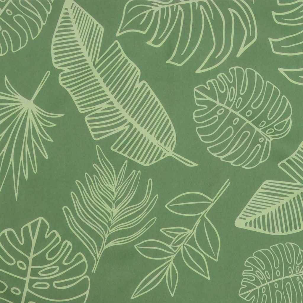 Leaf-patterned Oxford fabric deck chair cushion in green with white outlines.